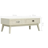 Coffee Table with 2 Drawers Carving Grey 110x50x40 cm Wood 285751