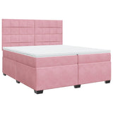 Box Spring Bed with Mattress Pink 200x200 cm Velvet 3291007