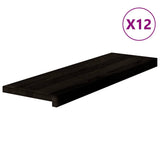 Stair Treads 12 pcs Brown Black 80x25x2 cm Solid Wood Oak 3283038