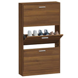 Shoe Cabinet Brown Oak 59x17x108 cm Engineered Wood 342533