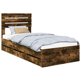 Bed Frame with Drawer Smoked Oak 90 x 190 cm Engineer Wood 3411537