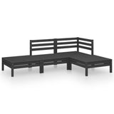 4 Piece Garden Lounge Set Black Solid Pinewood 3082621