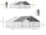Chicken Walk-in Run, Galvanised Chicken Coop, Hen Poultry House Cage, Rabbit Hutch Pet Playpen T3398P350074
