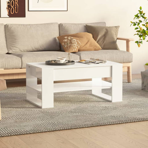 ZNTS Coffee Table High Gloss White 102x55x45 cm Engineered Wood 810905