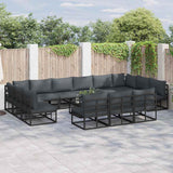 Garden Sofa Set with Cushion Black Aluminium 3378921