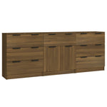 3 Piece Sideboards Brown Oak Engineered Wood 3115803