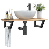 Basin Shelf Wall Mounted Steel and Solid Wood Acacia 3302667