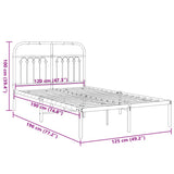 Metal Bed Frame without Mattress with Headboard Black 120x190cm 376597