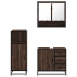 ZNTS 3 Piece Bathroom Furniture Set Brown Oak Engineered Wood 3300989