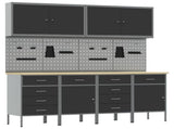 Work Cabinet with Drawer 10 pcs Black Engineered Wood and Steel 3321488