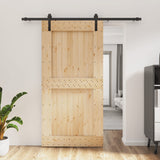 Sliding Door with Hardware Set 100x210 cm Solid Wood Pine 3202997
