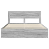 Bed Frame Grey Sonoma 200 x 200 cm Solid Pine Wood 3409724
