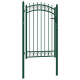 Fence Gate with Spikes Steel 100x150 cm Green 146375
