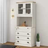 Highboard VIGO White 80x40x176 cm Solid Wood Pine 3200584