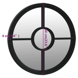 Round Garden Mirror Black Iron 60 cm diameter Decorative Inlays 318360