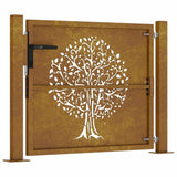Garden Gate 100x100 cm Corten Steel Tree Design 153161