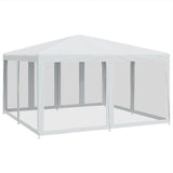 Party Tent with 8 Mesh Sidewalls White 4x4 m HDPE 4010061