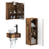 Bathroom Cabinet Set 4 pcs Old Wood 43 x 16 x 62.5 cm 3407373