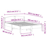 Bed Frame without Mattress Wax Brown 140x200 cm Solid Wood Pine 842597