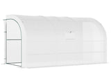 Outdoor Walk-In Greenhouse, Plant Nursery with Zippered Doors, PE Cover and 3-Tier Shelves, White, T3398P318754