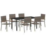 Garden Dining Set with Cushion 7 pcs Grey Poly Rattan 3379713