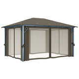 Gazebo with Curtain&LED String Lights 4x3 m Taupe Aluminium 3070337