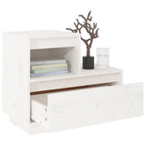 ZNTS Bedside Cabinet White 60x34x51 cm Solid Wood Pine 814376