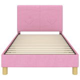 Children's Bed Frame with Headboard Pink 90 x 190 cm Fabric 42010997