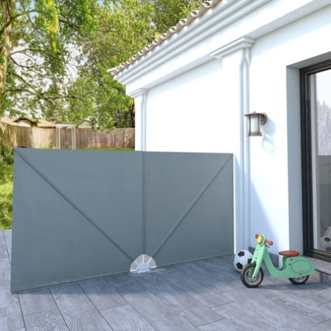 Collapsible Terrace Side Awning Grey 300x150 cm 44564