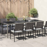 Garden Table Grey 250x100x75 cm Tempered Glass and Poly Rattan 316727