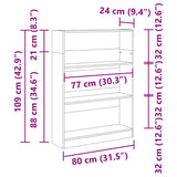 Bookcase Concrete Grey 80x24x109 cm Engineered Wood 857838