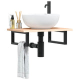 Basin Shelf Wall Mounted Steel and Solid Wood Oak 3302541