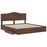 Storage Bed with Drawer Brown Oak 200 x 200 cm Engineered Wood 3413477