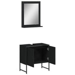 ZNTS 2 Piece Bathroom Cabinet Set Black Engineered Wood 3214334