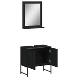 ZNTS 2 Piece Bathroom Cabinet Set Black Engineered Wood 3214334