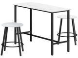 Three-Piece Marble-Effect Bar Table Set - White/Black T3398P329533