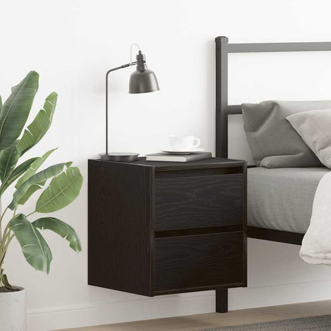 ZNTS Wall-mounted Bedside Cabinets 2 pcs Black Oak 38x34x40 cm 861250