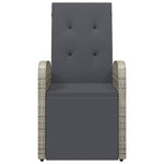 Reclining Garden Chair with Cushions Grey Poly Rattan 319540