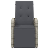 Reclining Garden Chair with Cushions Grey Poly Rattan 319540
