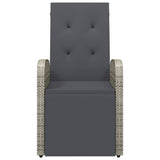 Reclining Garden Chair with Cushions Grey Poly Rattan 319540
