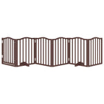 Dog Gate with Door Foldable 6 Panels Brown Oak 300 cm Poplar Wood 352229
