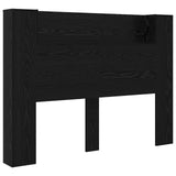 Headboard Cabinet with LED Black Oak 140 x 16.5 x 103.5 cm 8006567