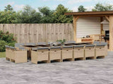 17 Piece Garden Dining Set with Cushions Mix Beige Poly Rattan 3210708