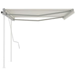 ZNTS Manual Retractable Awning with Posts 4x3.5 m Cream 3070017