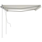 ZNTS Manual Retractable Awning with Posts 4x3.5 m Cream 3070017
