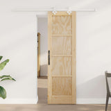 Sliding Door Natural and White 61 x 198.5 cm Solid Pine Wood 3445521