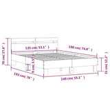 Bed Frame Brown Oak Engineered Wood 135x190 cm Double Modern 3207447