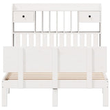 ZNTS Bookcase Bed without Mattress White 120x190 cm Small Double Solid Wood Pine 3322681