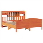 ZNTS Bookcase Bed without Mattress Wax Brown 180x200 cm Super King Solid Wood Pine 3323136