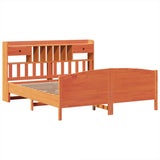 ZNTS Bookcase Bed without Mattress Wax Brown 180x200 cm Super King Solid Wood Pine 3323136